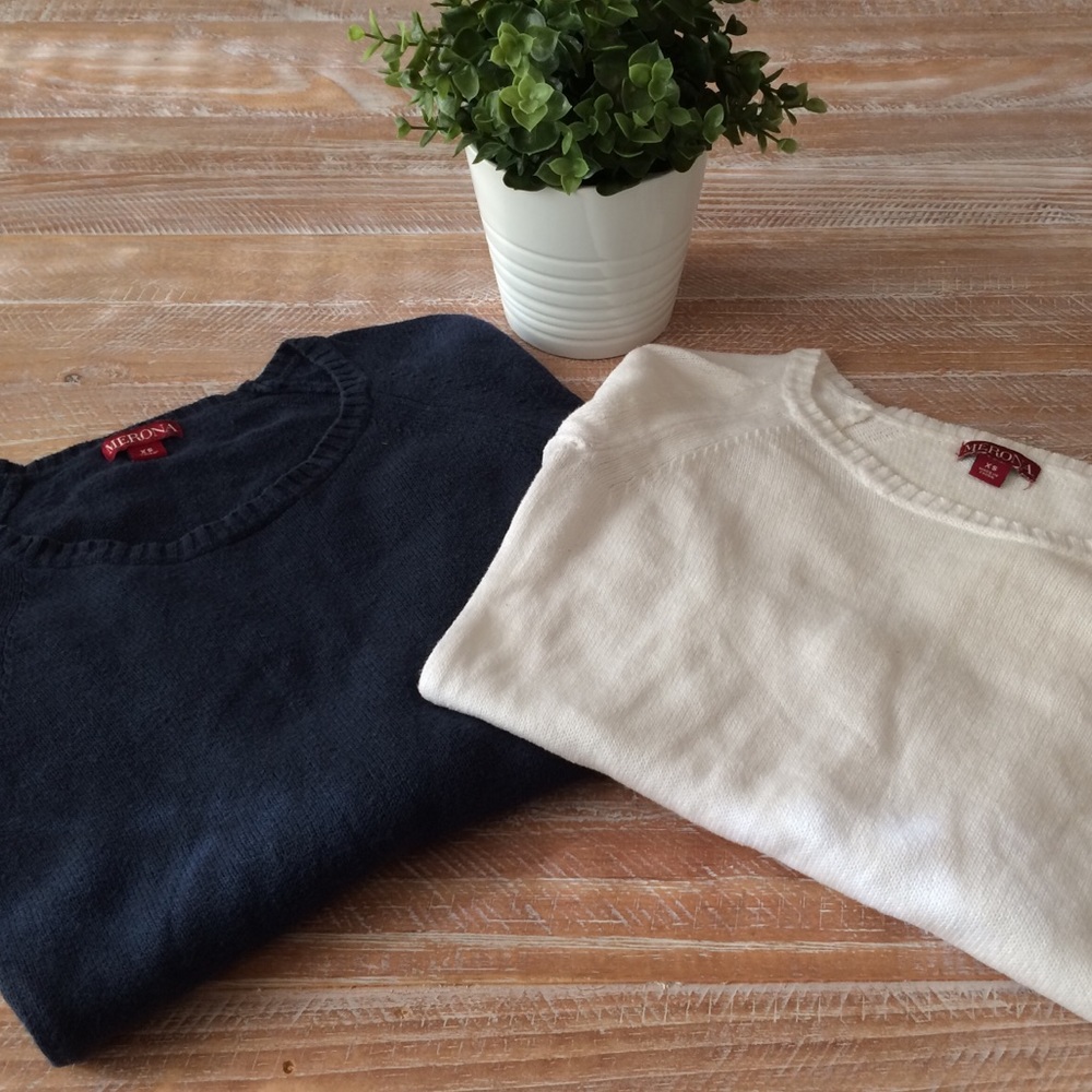Bundle Merona Navy Blue and White Sweaters Size XS